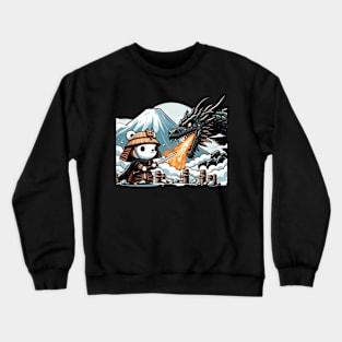 Samurai Bear Fighting a Dragon Crewneck Sweatshirt